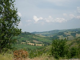 panorama sui colli bolognesi dall'orto dei giusti