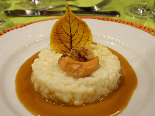 Risotto con capesante e arance