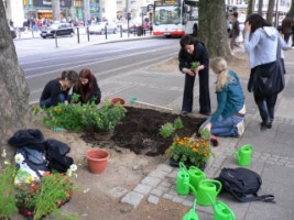 un'azione di guerrilla gardening