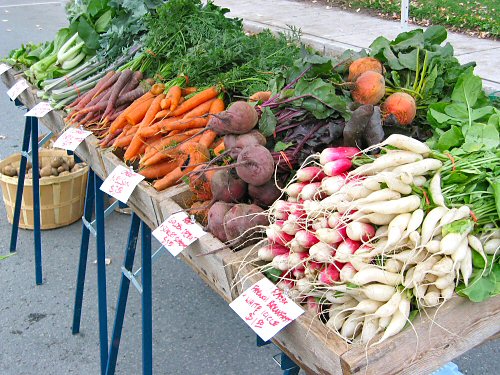 banco di verdura al mercato