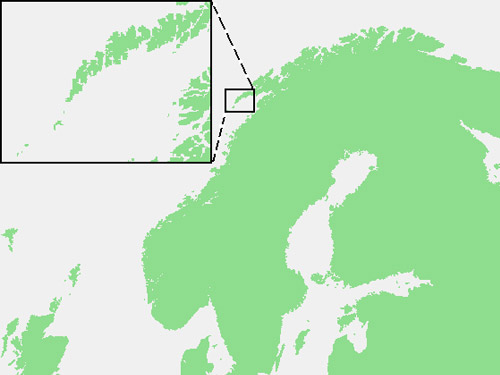 cartina geografica che segna Lofoten