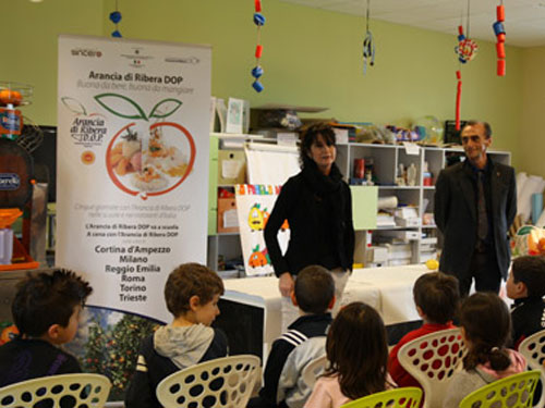 incontro con bambini di educazione alimentare 