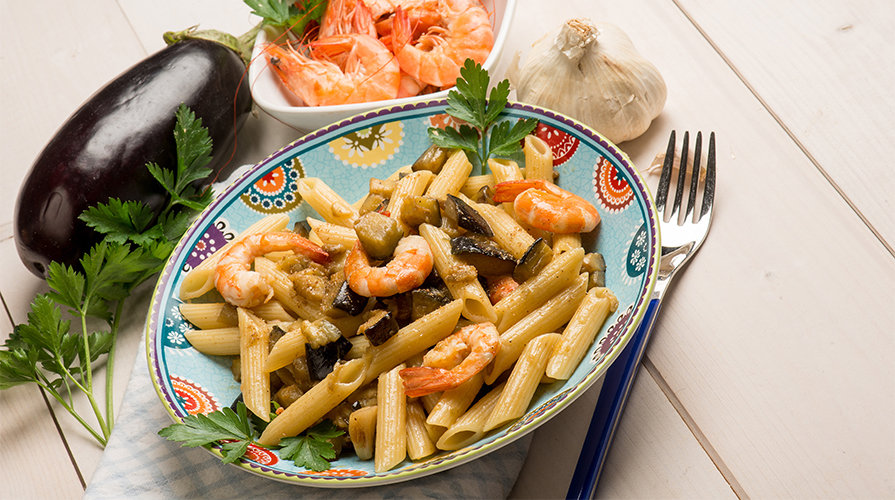 Pasta Melanzane e Gamberetti