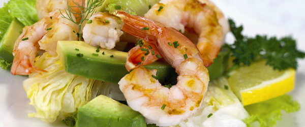 insalata di mazzancolle e avocado