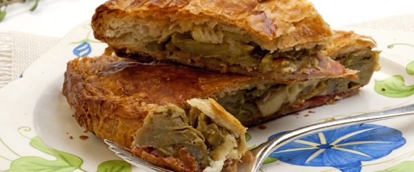 Torta rustica di tarassaco e carciofi