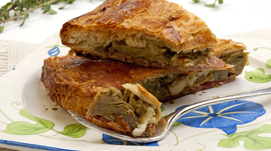 Torta rustica di tarassaco e carciofi