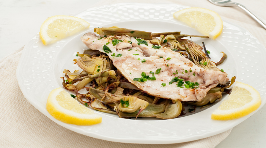 branzino con carciofi