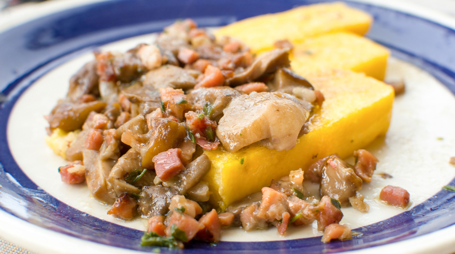 polenta funghi e pancetta