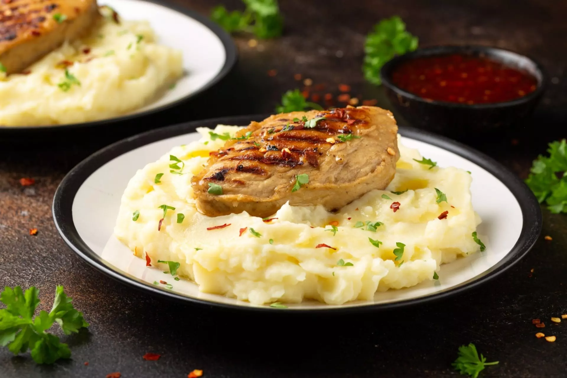 carne di pollo vegetale con purè di patate