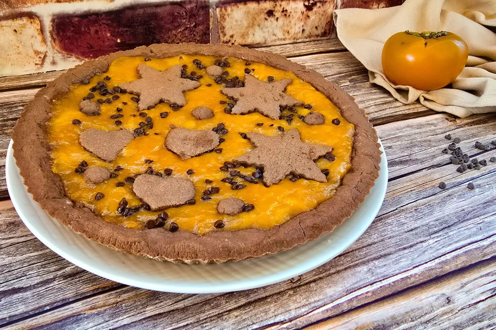 crostata cachi e cioccolato fondente