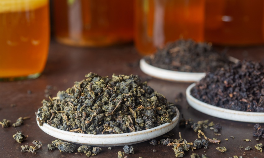 foglie secche di tè oolong