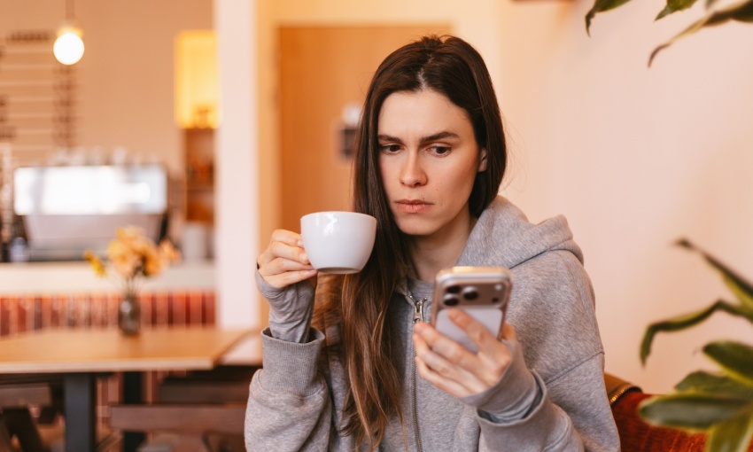 donna che beve caffè