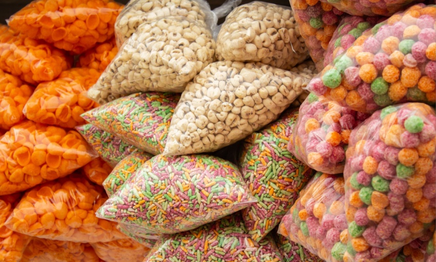 snack con coloranti
