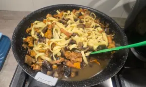 pasta con i funghi e acqua di cottura